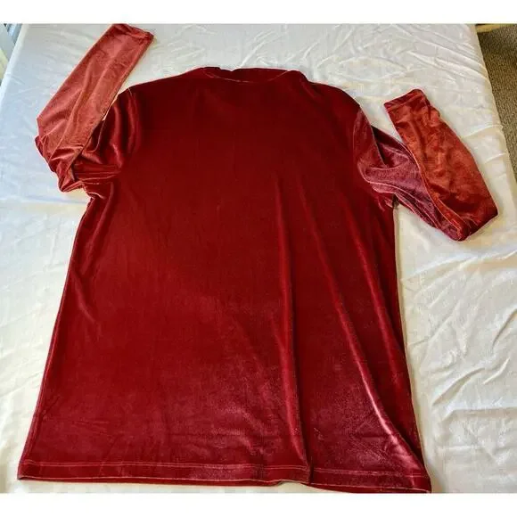 ASOS Long Sleeve 3X Velvet Blouse Top Pink/ Red Holiday Basic Minimal - Picture 7 of 7